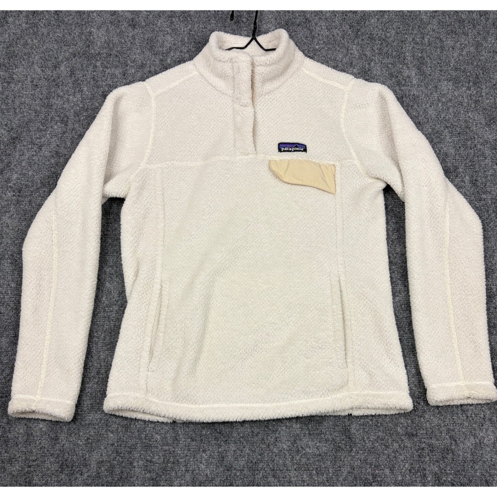 Patagonia Re-Tool Snap-T Fleece Pullover Cream White Womens Small 25442